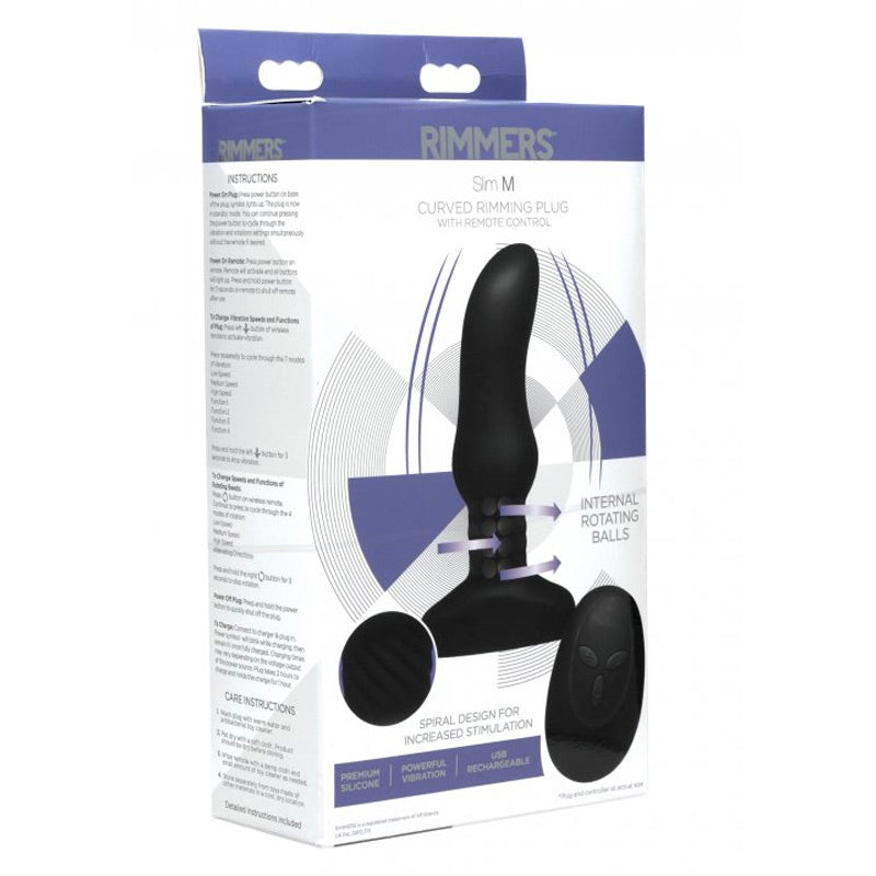 Slim M Curved Rimming Plug with Remote Control