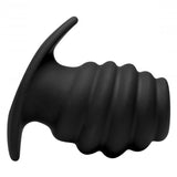 Silicone Ribbed Hollow Anal Plug - Large