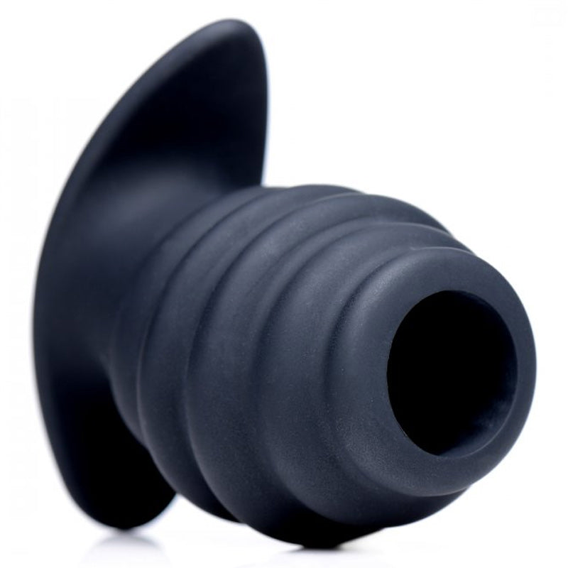 Silicone Ribbed Hollow Anal Plug - Small