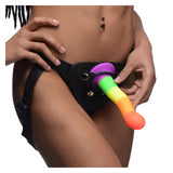 Proud Rainbow Silicone Dildo With Harness