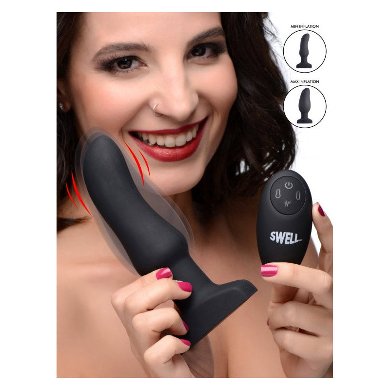 Worlds First Remote Control Inflatable 10X Vibrating Curved Silicone Anal Plug