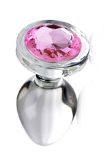 Pink Gem Glass Anal Plug - Large