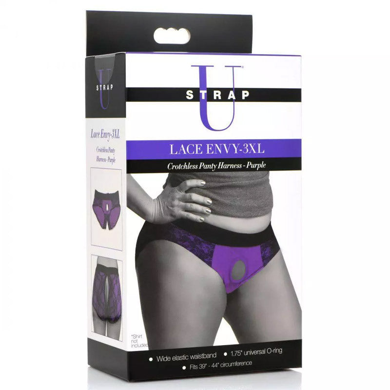 SU Lace Envy 3XL Crotchless Panty Harness - Purple