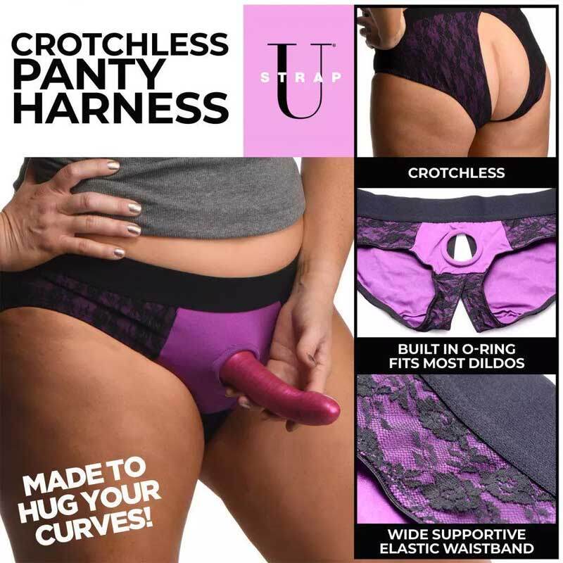 SU Lace Envy 3XL Crotchless Panty Harness - Purple