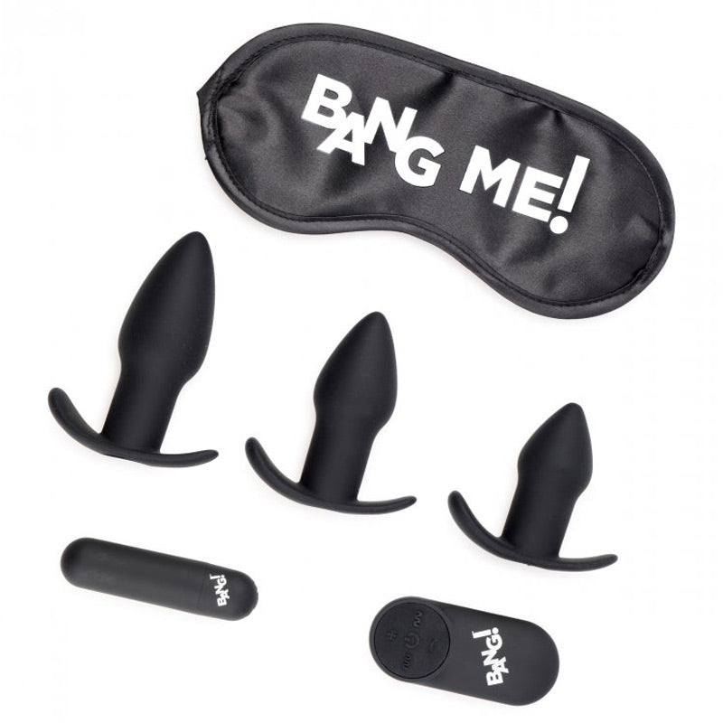 Bang Backdoor Adventure 3pc Butt Plug Set, Bullet, & Blindfold Kit