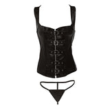 Lace-up Corset Vest & Thong