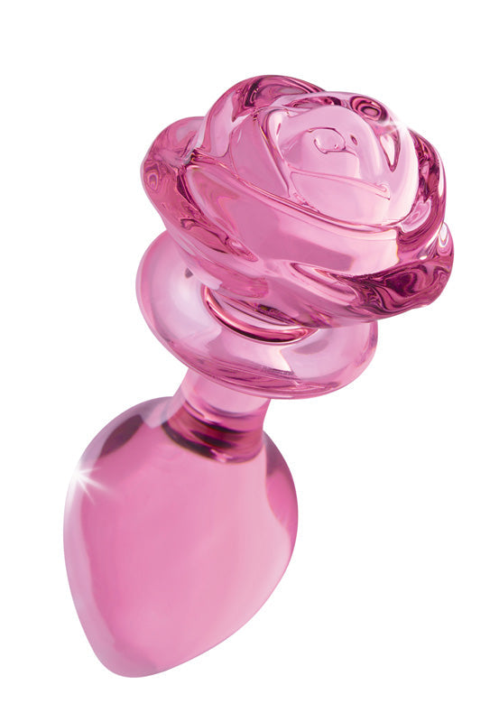 Pink Rose Glass Anal Plug