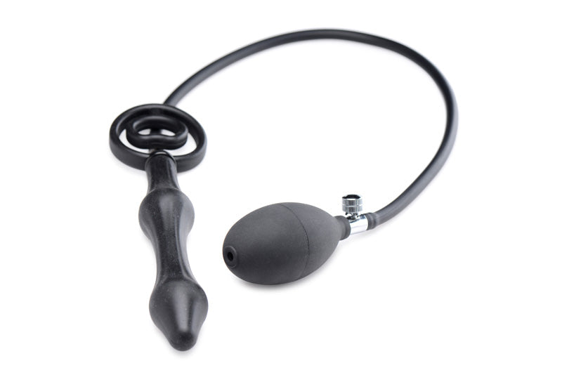 Devils Rattle Inflatable Silicone Anal Plug with Cock and Ball Ring