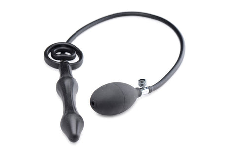 Devils Rattle Inflatable Silicone Anal Plug with Cock and Ball Ring