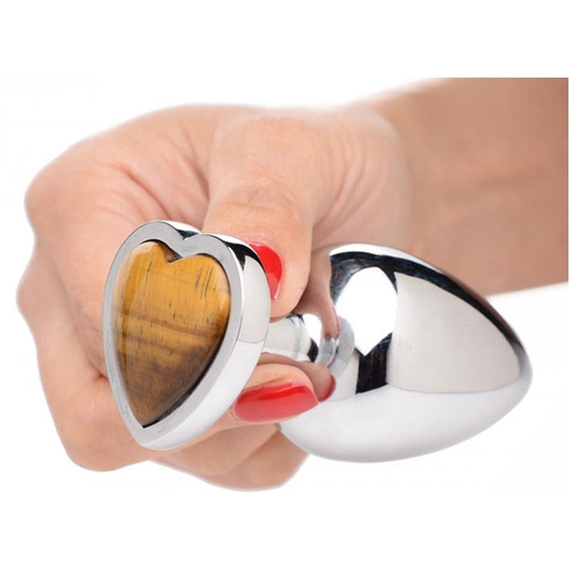 Gemstones Tiger Eye Heart Anal Plug