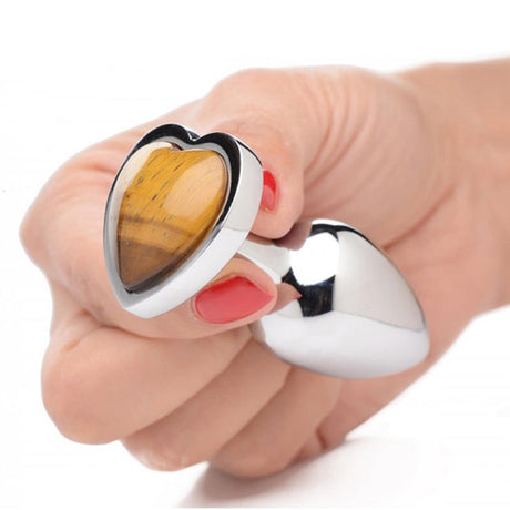 Gemstones Tiger Eye Heart Anal Plug