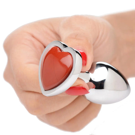 Gemstones Red Jasper Heart Anal Plug
