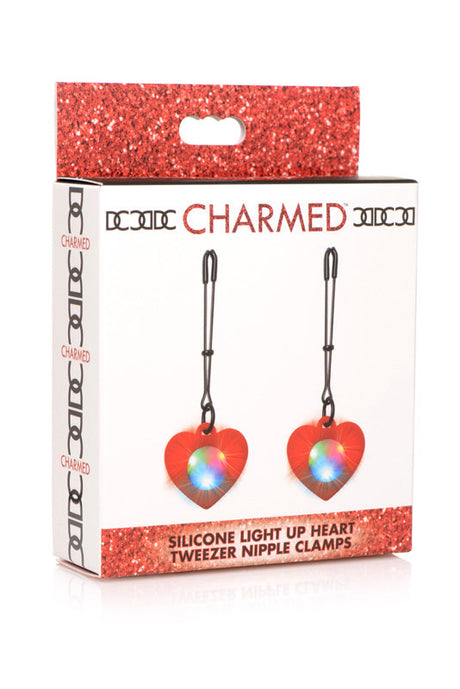 Silicone Light Up Heart Tweezer Nipple Clamps