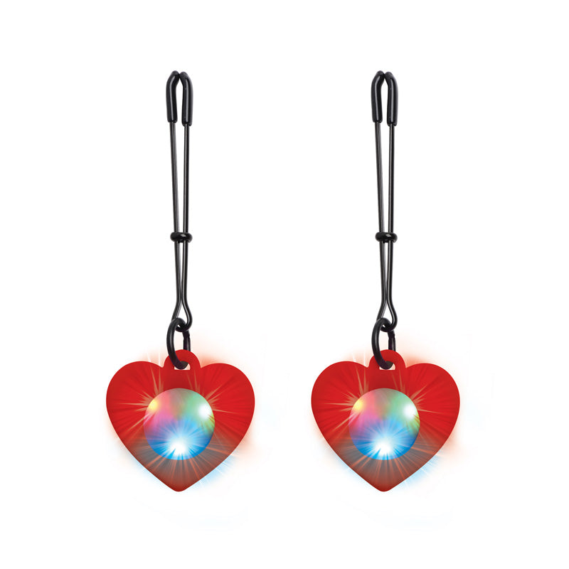 Silicone Light Up Heart Tweezer Nipple Clamps