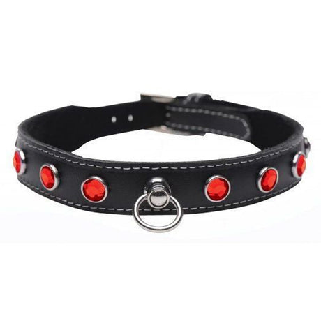 Fierce Vixen Leather Collar With Rhinestones