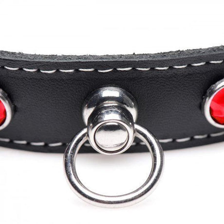 Fierce Vixen Leather Collar With Rhinestones