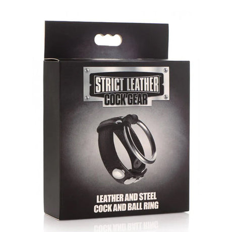 Cock Gear Leather and Steel Cock & Ball Ring