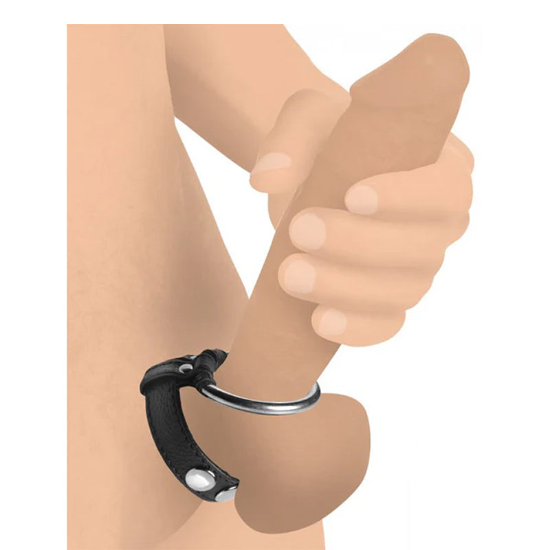 Cock Gear Leather and Steel Cock & Ball Ring