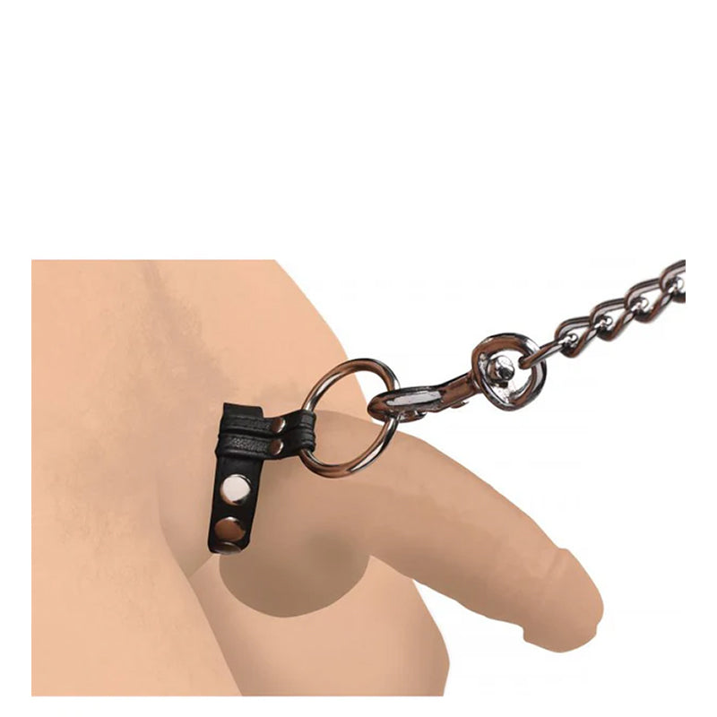 Cock Gear Leather and Steel Cock & Ball Ring