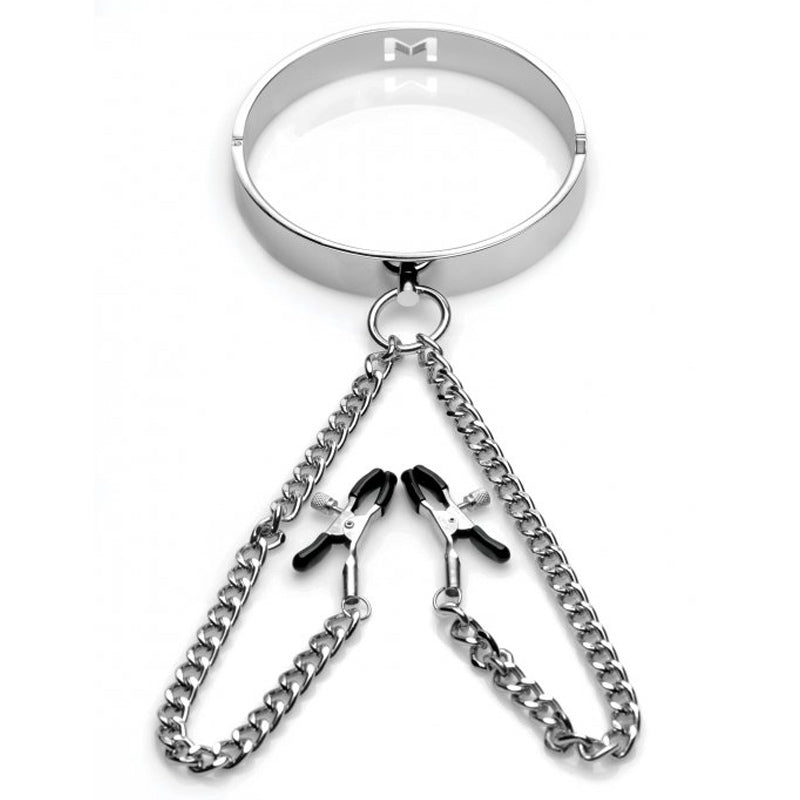 Slave Collar with Nipple Clamps